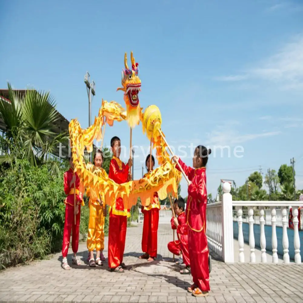 

Реквизит для сцены танцы дракона 10,3 м 10 Детский игрок китайский позолоченный праздничный костюм для праздника костюм для вечеринки