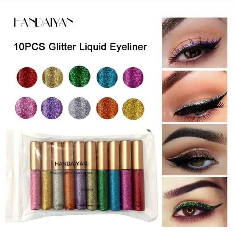 

HANDAIYAN 10 Colors/pack Matte Color Eyeliner Kit Makeup Waterproof Colorful Eye Liner Pen Eyes Make up Cosmetics Eyeliners Set