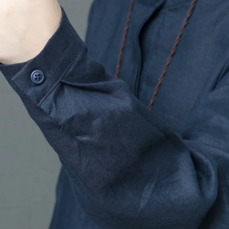 Свободные женские длинные винтажные элегантные рубашки из хлопка и льна |