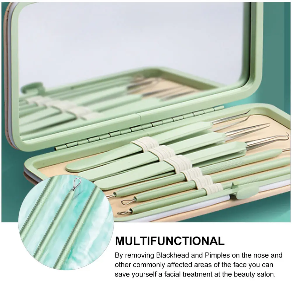 

1 Set 6 Pcs Convenient Pimple Tweezers Wear-resistant Acne Clips (Green)