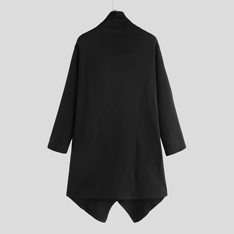 

INCERUN Men Cloak Coats Streetwear Turtleneck Solid Long Sleeve Fashion Men Cape Outerwear Punk Style Irregular Jackets S-5XL