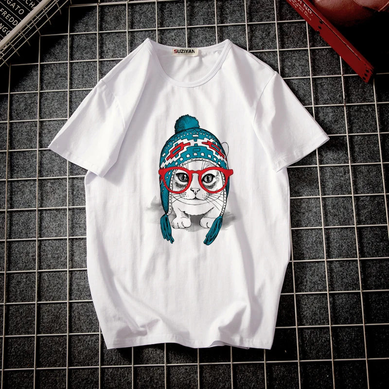 Красивая Молодежная Футболка для девочек с принтом черного кота из мультфильма