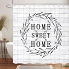 Занавеска для душа в сельском стиле, домашняя винтажная деревянная занавеска для душа с надписью Sweet Home, белый черный серый деревенский стиль