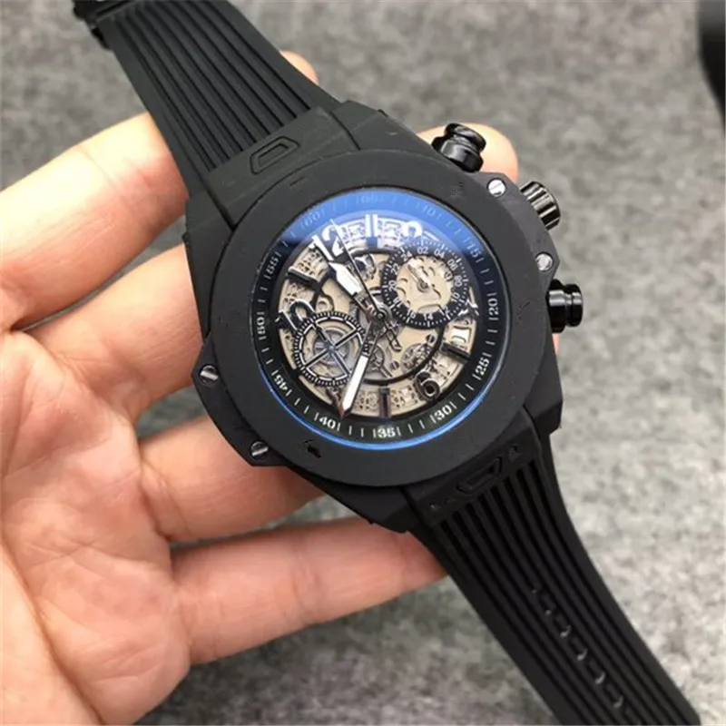 

Mens Hollow out Watches screw embedded in design luxury fashion brand quartz stopwatch chronograph watchbig bang watch for men