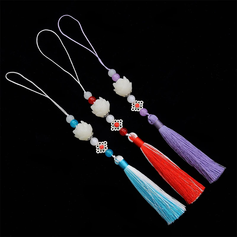 

4style Lotus flower Tassel Pendant Keychain Prop Accessori Lotus flower Tassel Pendant