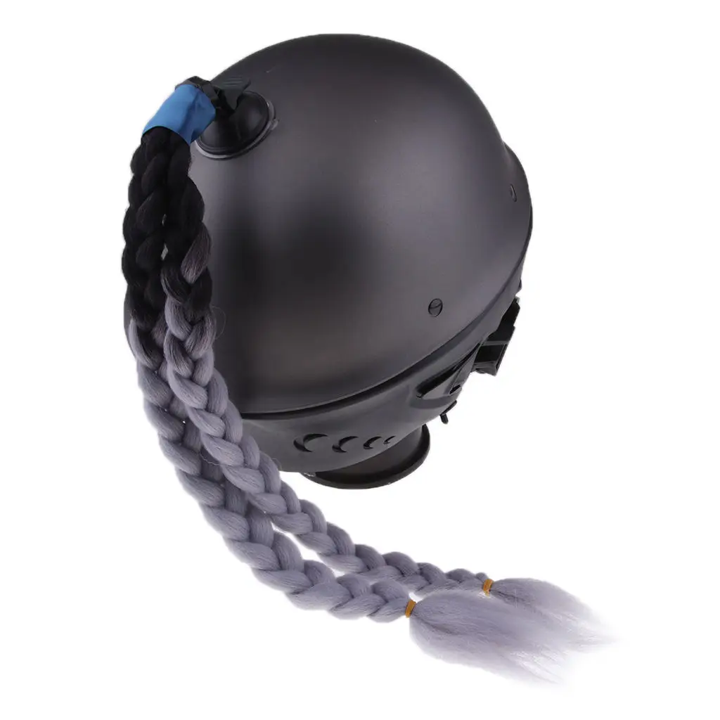 

54cm/21'' Handmade New Motorcycle Helmet Braids Woman Braids Wig Helmet Decorate Pigtail Ponytail With Sucker Bow