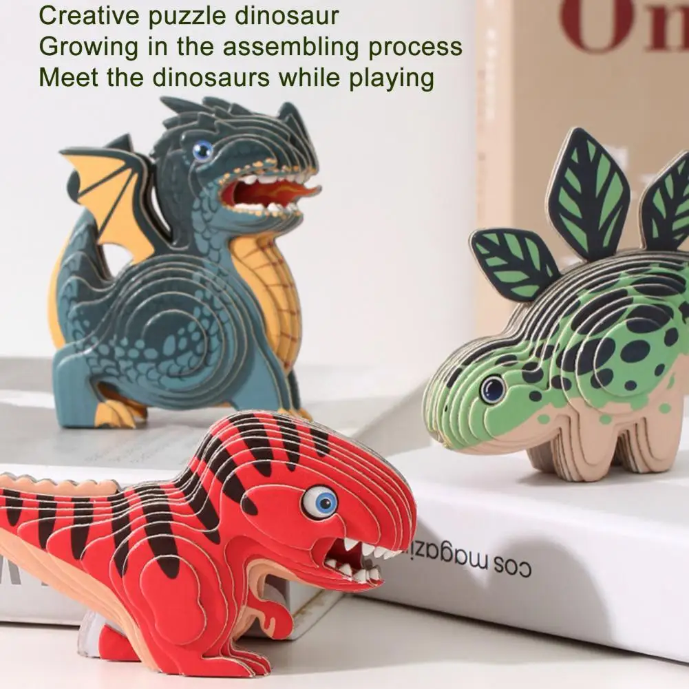 

1 Set Attractive Puzzle DIY Puzzle Toy Educational Toy Children 3D Puzzle Cartoon Animal Dinosaurs Learning Jigsaw Game Toys