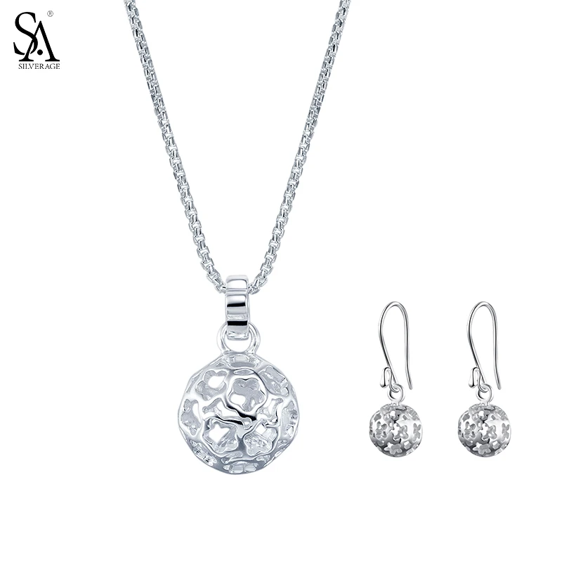 Женский ювелирный комплект из колье и серёг серебра 925 пробы | Украшения