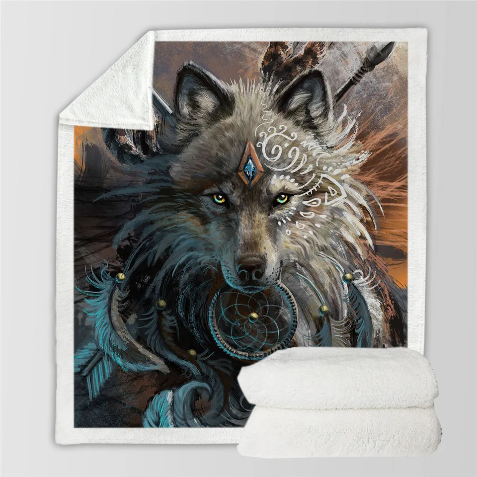 Волк воин по Sunima арт кровати Одеяло мягкая подстежка на искусственном меху