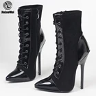 Женские ботильоны с острым носком, на высоком каблуке 14 см