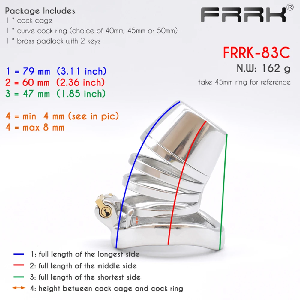 FRRK металлическая клетка верности Стальные Кольца для пениса закрытое мужское