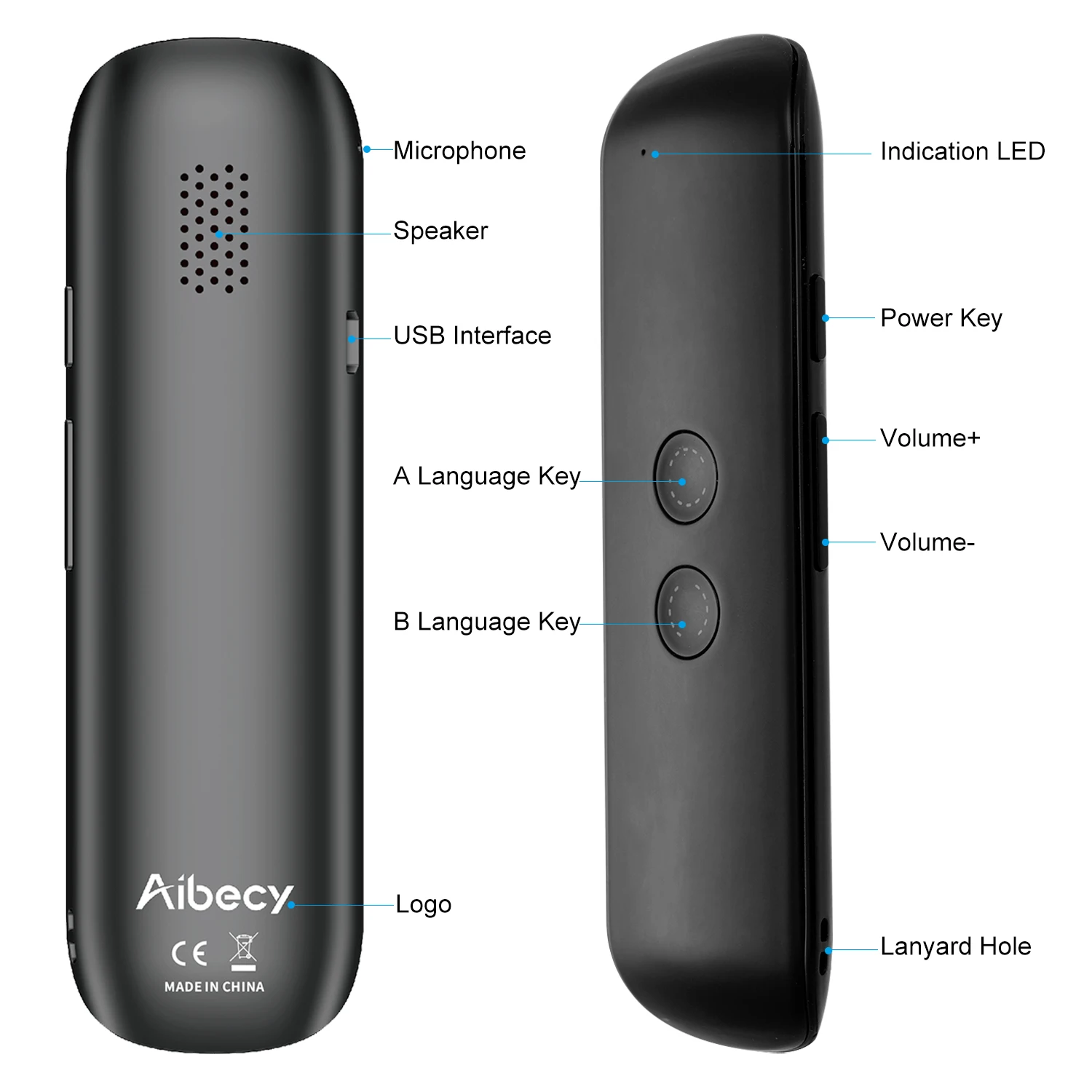 Портативное устройство переводчик голоса Aibecy Музыкальный Проигрыватель BT