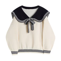 2022 female long sleeve knitted sweater autumn fashion korean harajuku sweet casual loose sailor collar pullover knitwear tops