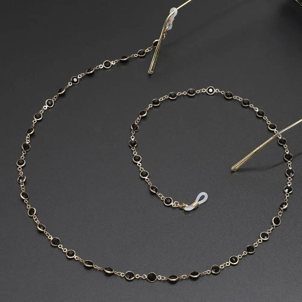 Шнур для очков ручной работы с черными хрустальными бусинами|Очки аксессуары| |