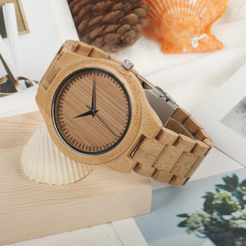 Часы BOBOBIRD бамбуковые деловые часы японский механизм 2035 с подарочной коробкой