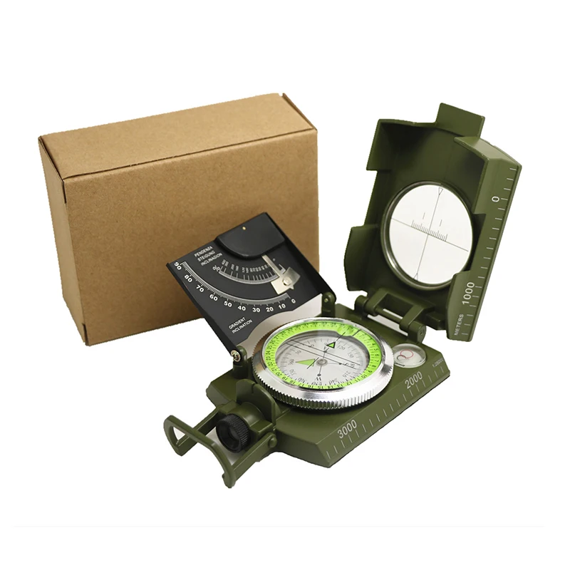 

Multifunction Folding Portable Lens Compass Military Boat Dashboard Army Green Folding Lens Compass Military Mount Outdoor Tools
