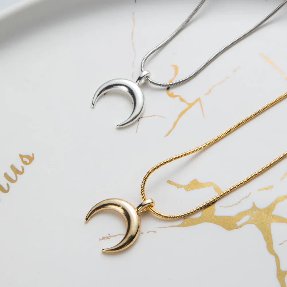 Минималистичные милые золотые форма лунной звезды Подвеска цепочка-змейка