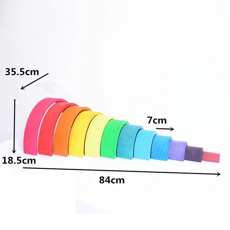 

Baby Toys 12Pcs 6pcs Rainbow Blocks Wooden Toys For Kids Large Creative Rainbow Building Blocks Montessori Educational Toy