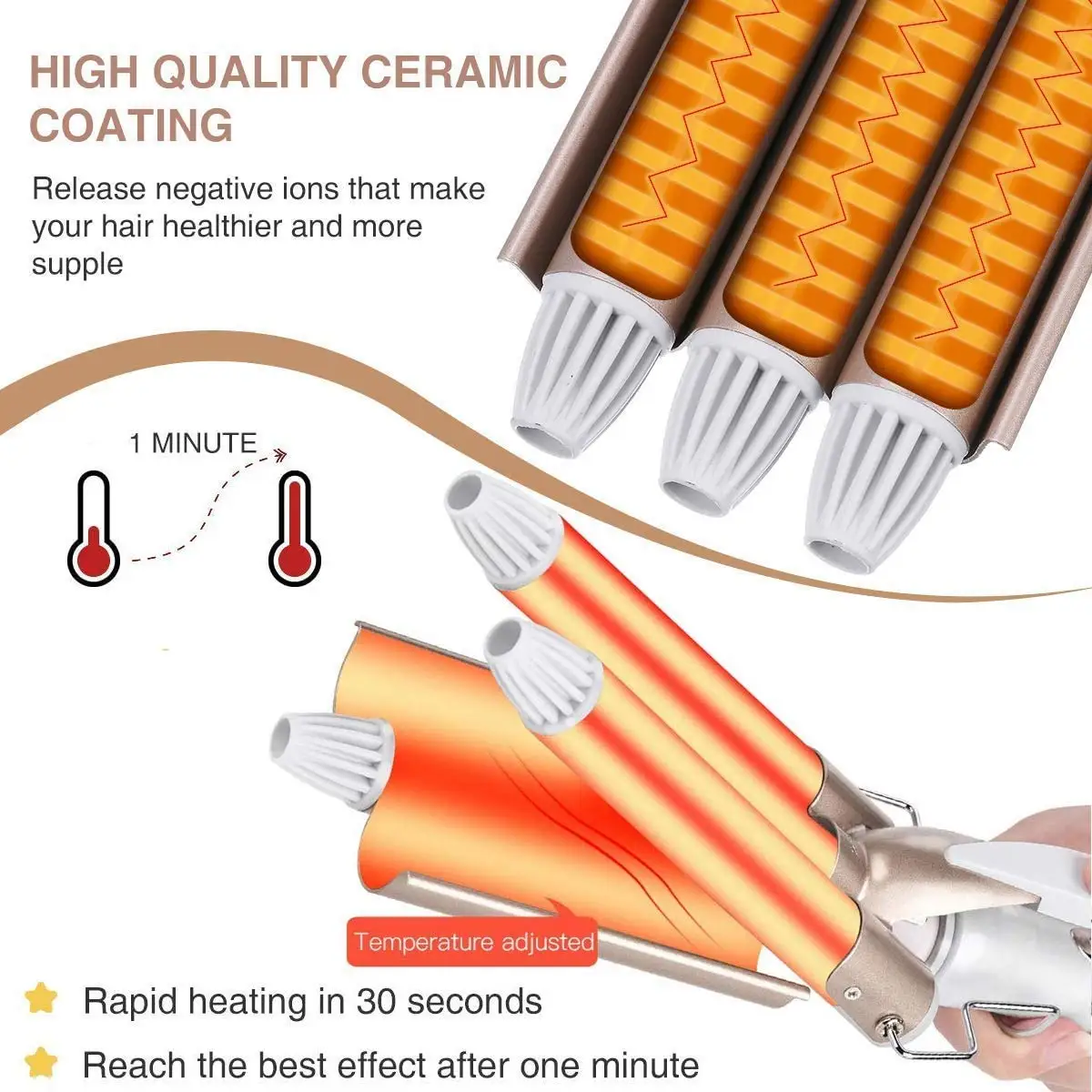 Электрические тройные щипцы для завивки волос с двойным напряжением инструменты