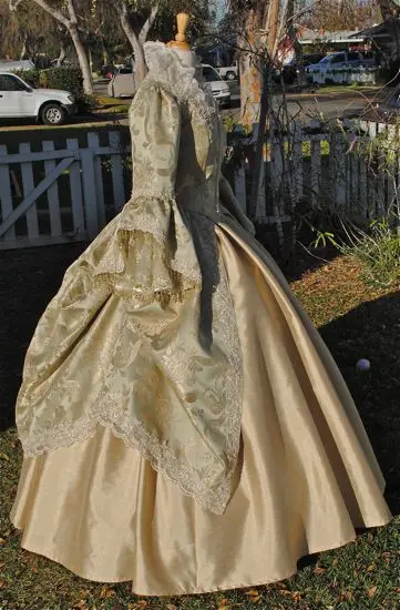 Полностью корсетный рококо колоний грузинский 18thc Marie Antoinette день суд платье