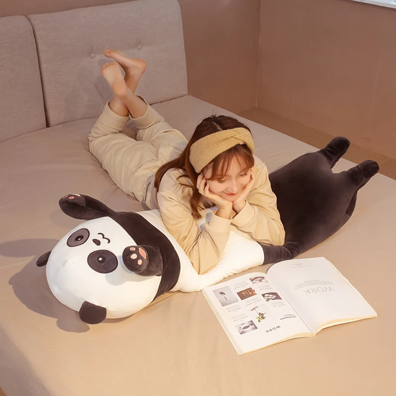 70-130cm Long Giant Plush Panda Toy Cylidrical Animal Bolster Pillow Koala Stuffed Soft Plushie Dolls Children Sleeping Friend images - 6