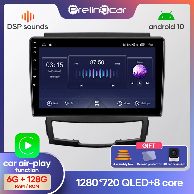 Автомагнитола Prelingcar 2 Din Android 10 без DVD мультимедийный видеоплеер GPS навигатор для