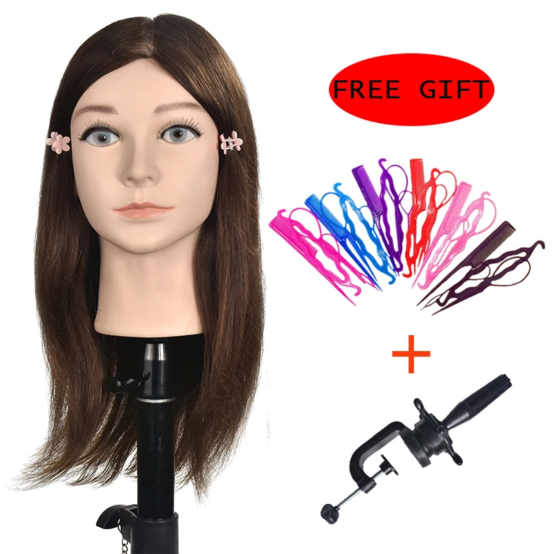 100% человеческие волосы 16 дюймов каштановые для парикмахерской Женская