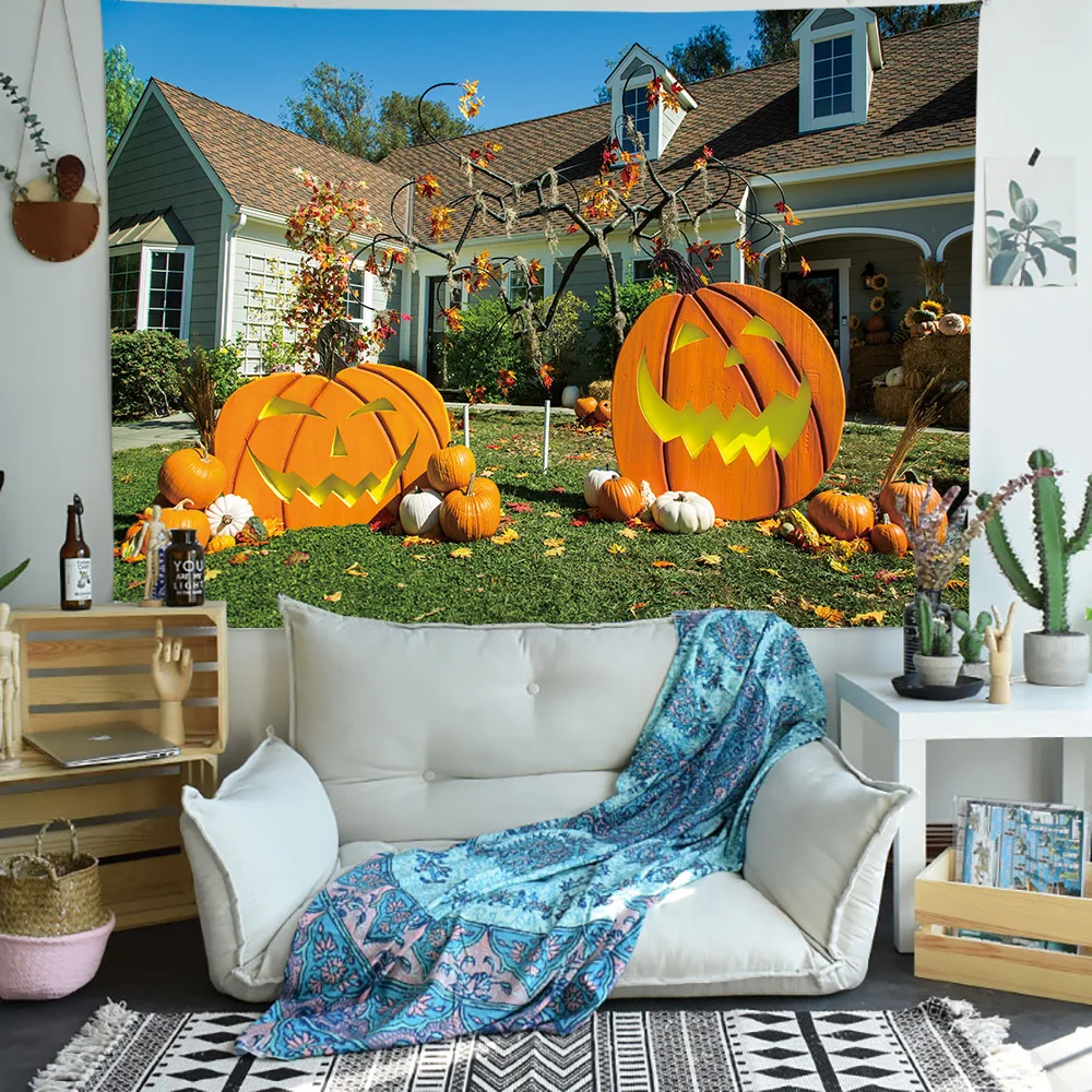 Гобелен Simsant Happy Halloween Лунная ночь тыква Настенный декор для гостиной дома и