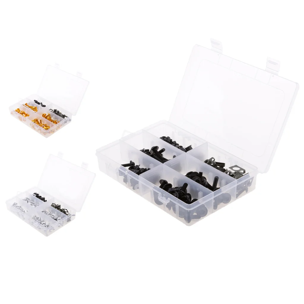 

177 Pieces Motorcycle Windscreen Windshield Bodywork Fairing Bolts Nuts Fastener Speed Clips Screws Kit