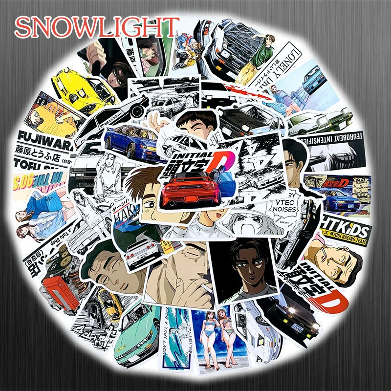 10/50 шт./пакет с рисованным аниме Initial D ПВХ Водонепроницаемый наклейки для