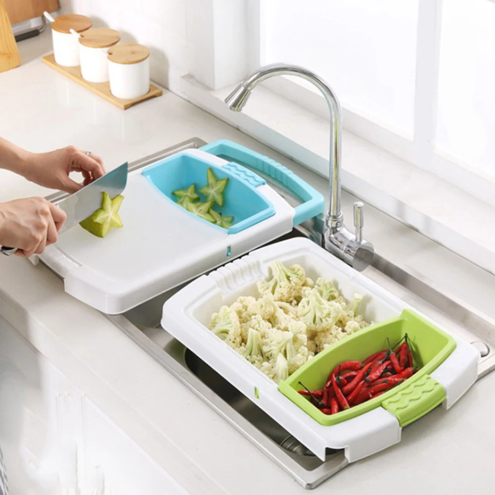 

Multifunctional Cutting Board Thick Plastic Chopping Board Sink Drain Basket Cutting Kitchen Accesseries Camping Tools