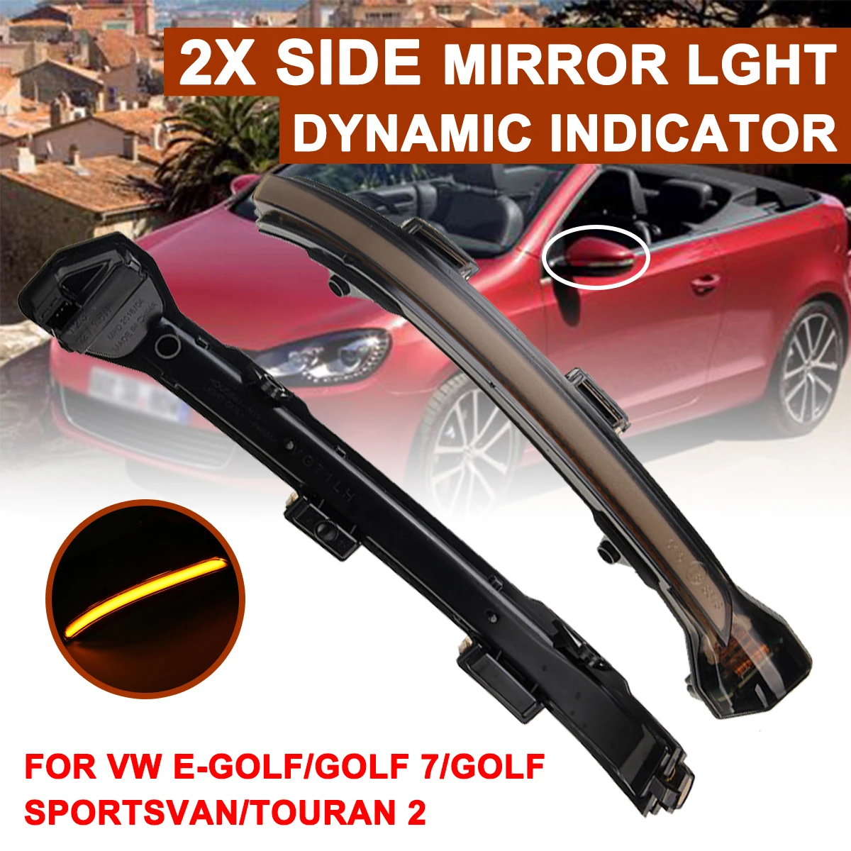 

LED Car Dynamic Turn Light Highlight Rearview Mirror Signal Lamp For Volkswagen Golf 7 MK7 2013+ For VW Touran 2016+