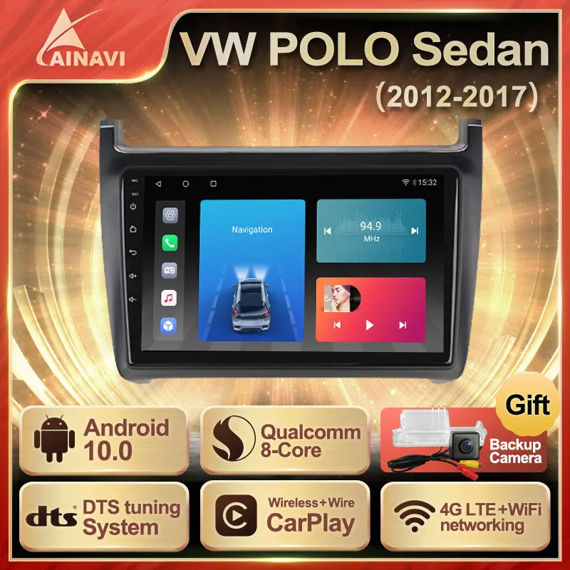 Автомобильный радиоприемник Android 10 QLED экран для Volkswagen VW Polo Sedan 2012 2017 авто стерео