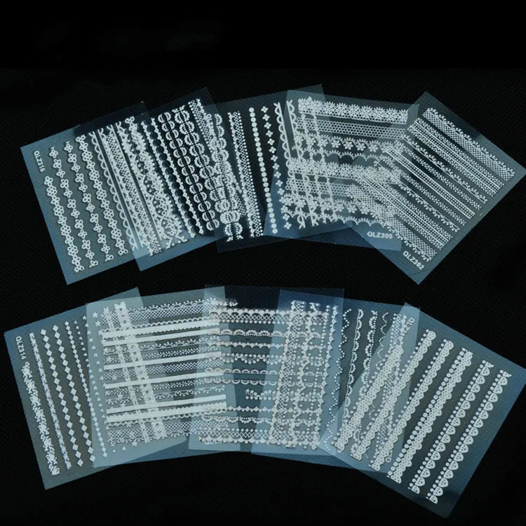 

30pcs White Lace 3d Nail Art Stickers Adhesive Nail Tips Decoration Accessories DIY Nail