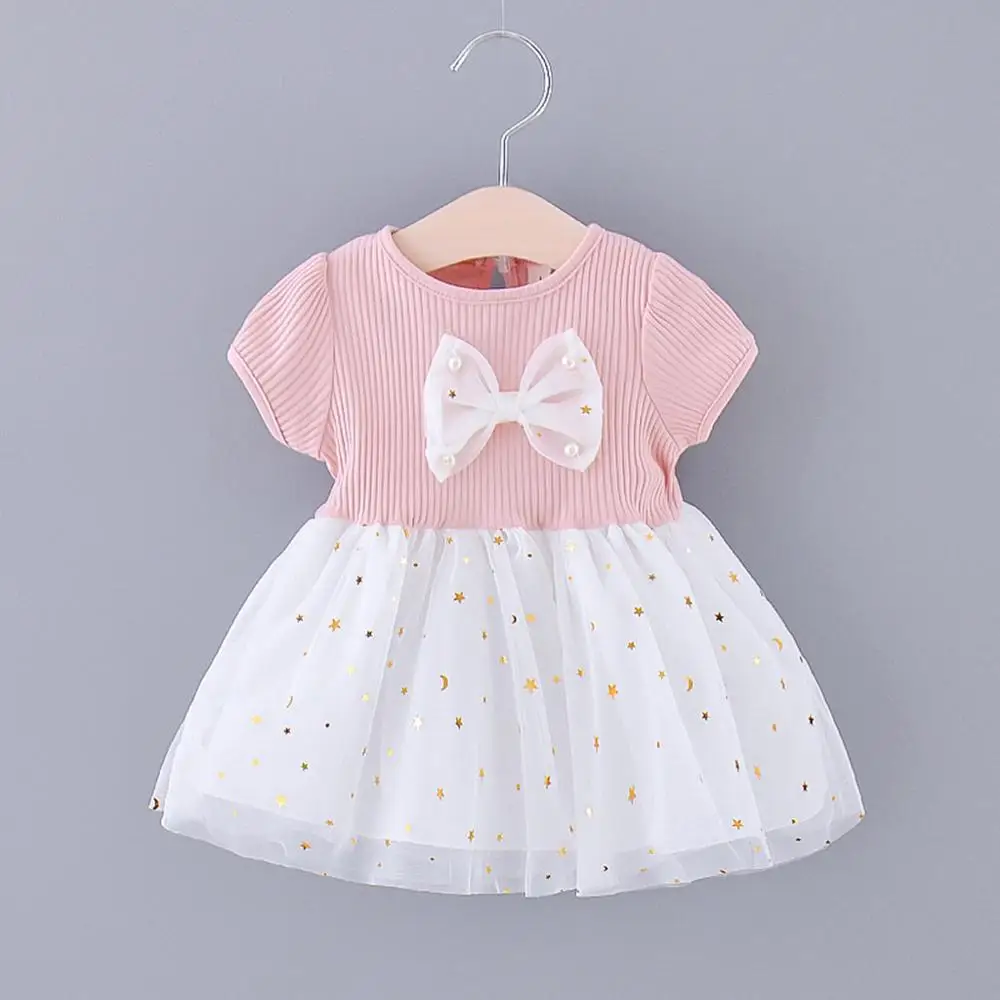 Фатиновое платье с короткими рукавами и блестками для маленьких девочек летнее