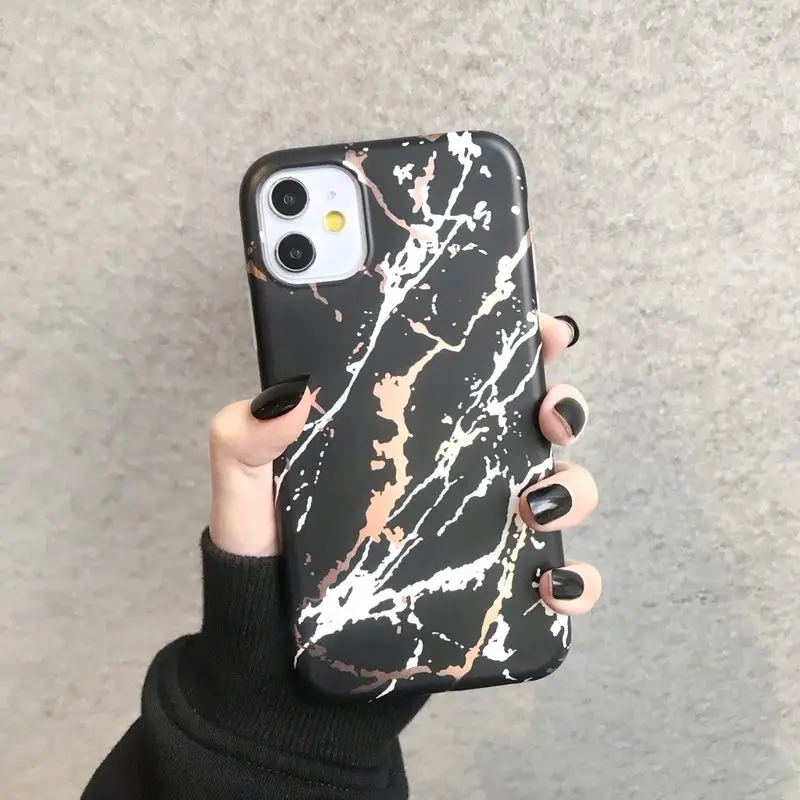 Plating Marble Pattern Case for iPhone 11 Pro Max XS XR 6 7 8 Plus Soft TPU Bumper Full Body Slim Flexible Shockproof Back Cover | Мобильные
