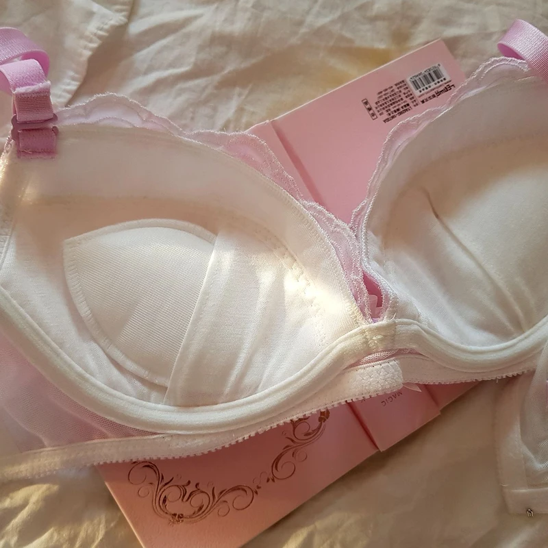 Japanese Cute Embroidery Pink Bra & Panties Set Underwire Soft Underwear Sleep Intimates Set Kawaii Lolita Sweet Intimates Set