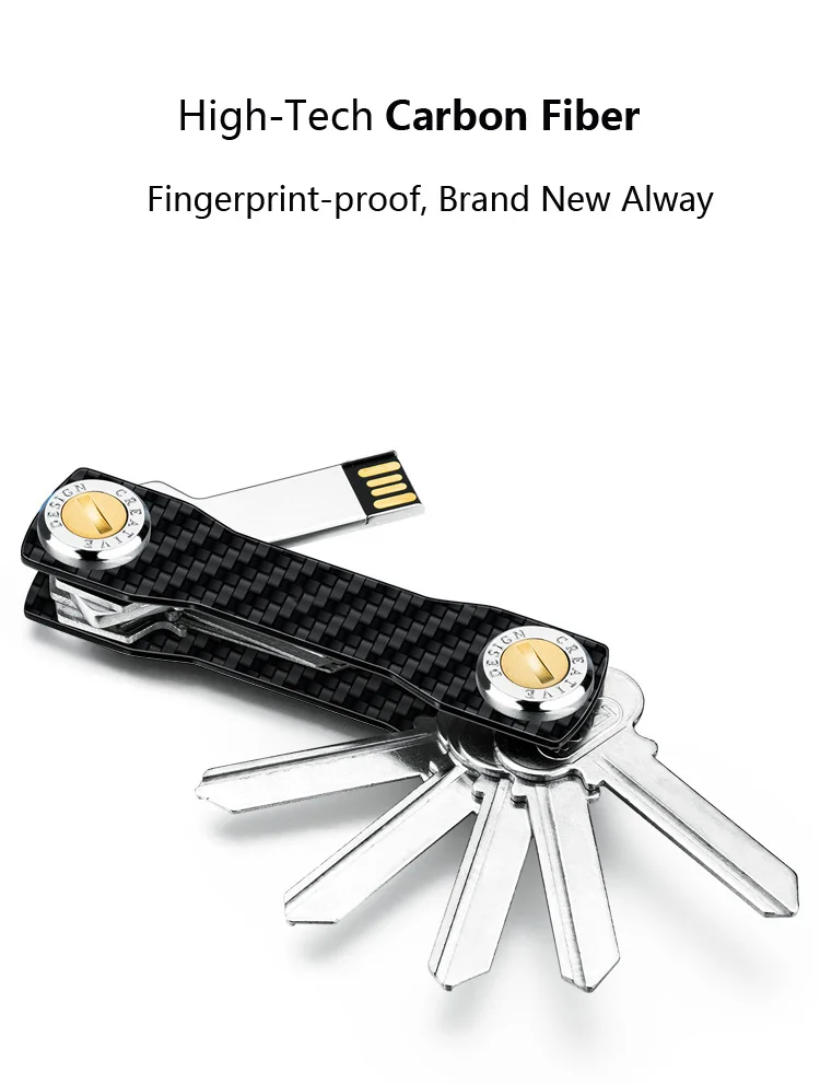 Modern - Brand 100% Carbon Key Organizer Wallet DIY Keychain EDC Pocket Key Holder Housekeeper