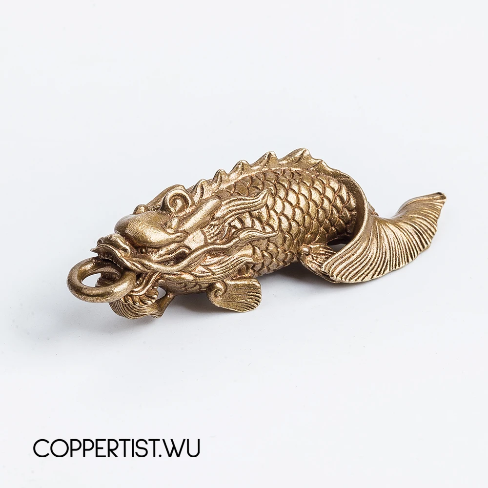 Coppertist. wu Дракон рыба бронзовый брелок латунный брелок для ключей ручной работы золотой модный брелок Животное подвеска