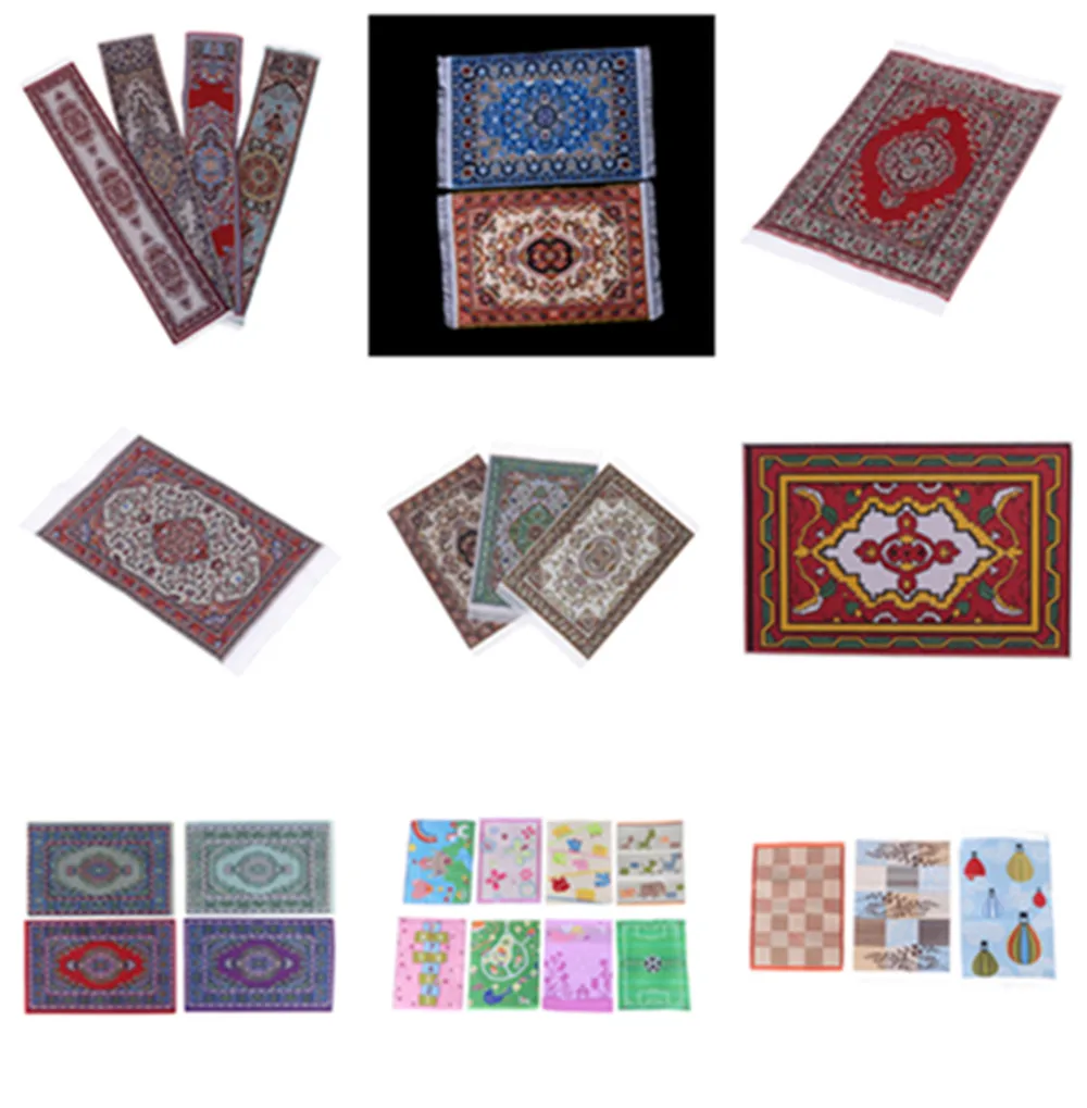 1:12 миниатюрный тканый кукольный домик цветочный принт пол добро пожаловать