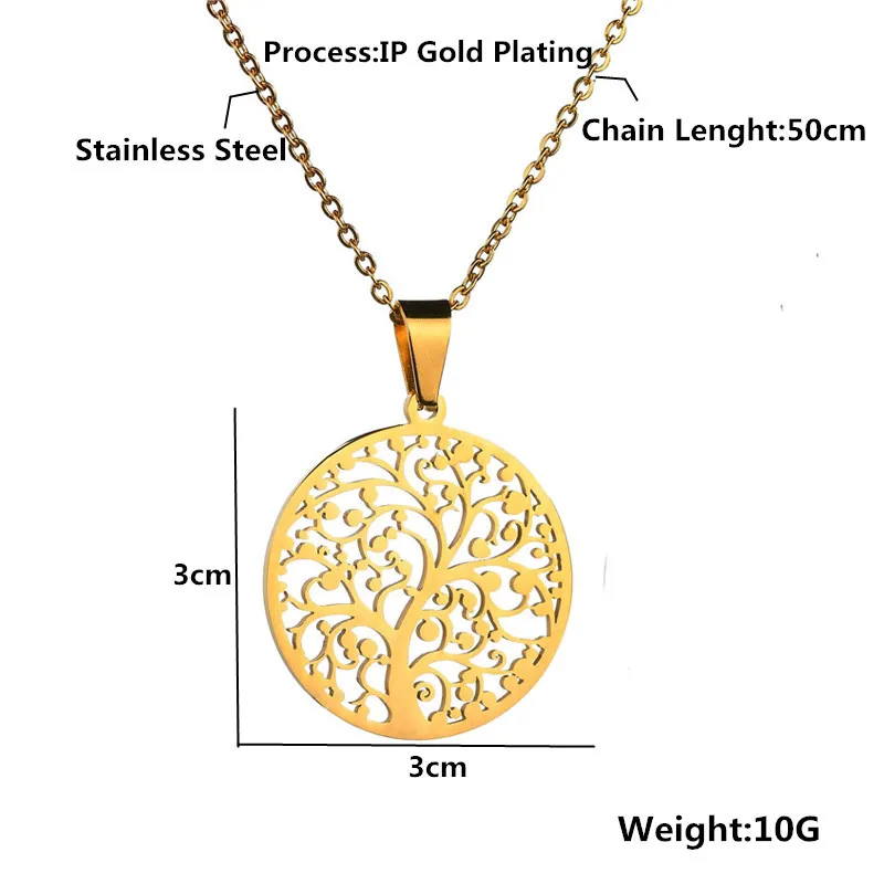 Ожерелье ELSEMODE из нержавеющей стали с подвеской Древо жизни 7 видов ожерелья