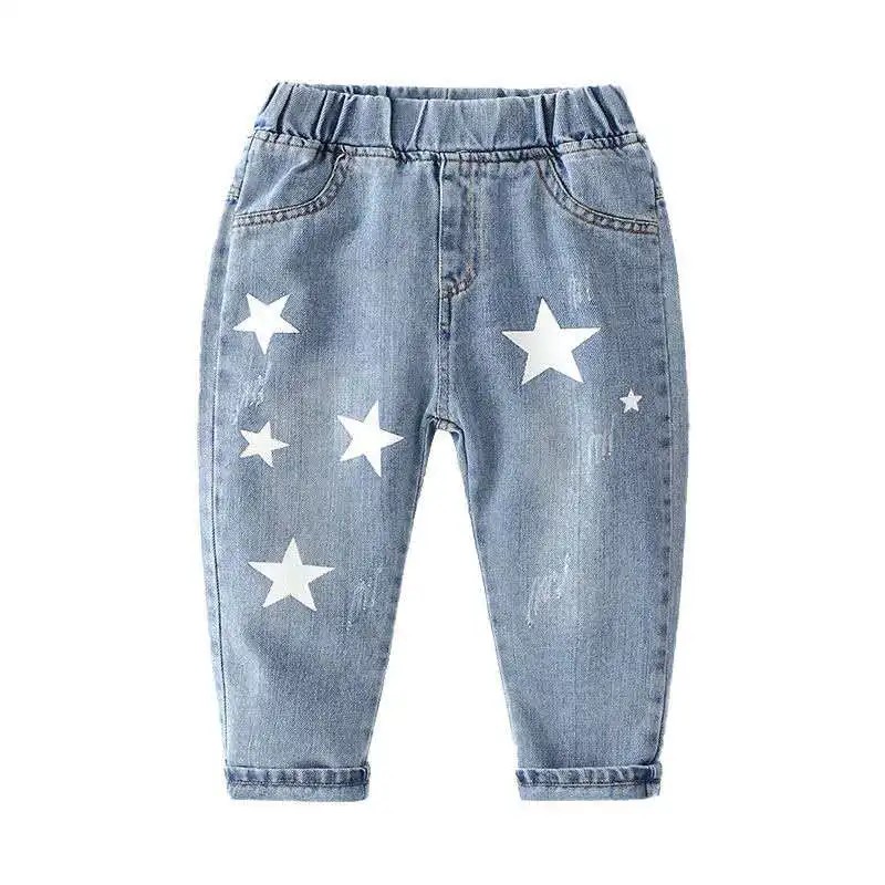 

Boys and Girls Jeans 2021 Spring And Autumn New Fashion Children's Casual Pants 2-6 Years Female Baby Loose Ripped Jeans
