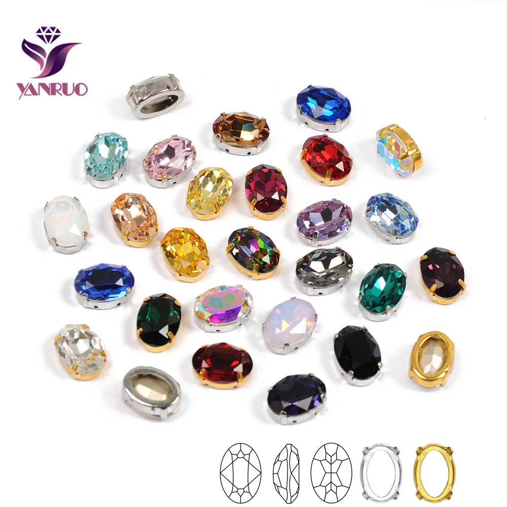 YANRUO 4120 овальные заостренные Стразы для пришивания стеклянные камни ручной