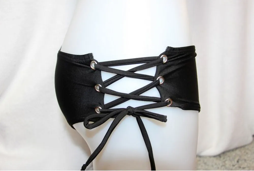 Сексуальный женский бандажный черный комплект бикини с эффектом пуш-ап