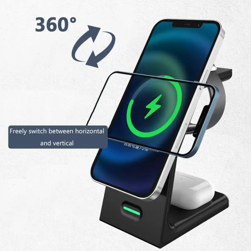 

3 In 1 Wireless Charger For Iphone 11 Pro Charger Dock QI 15W Fast Charge For Apple Watch /iPhone 12 Series/Airpods Charger