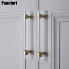Pannlart, 1 шт., прозрачные ручки для мебели из акрила и латуни, длинный современный гардероб, дверная ручка для шкафа, прозрачные Т-образные ручки для ящиков
