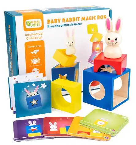 

wooden rabbit baby intelligence magic box baby's interaction early teaching games intelligence toy Early education smart puzzle