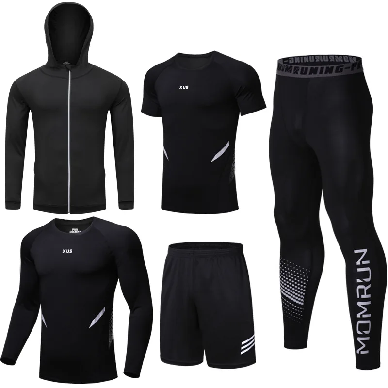 

2020 Quick Dry Men Running Set Compression Sport Suit Basketball Jogging Tights Leggings Clothes Gym Fitness Training Sportswear