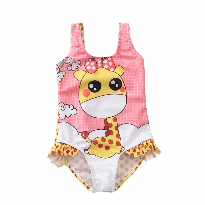 

Children'S Swimsuit Female One-Piece Unicorn Print Conservative Baby Girls Swimwear Beachwear
