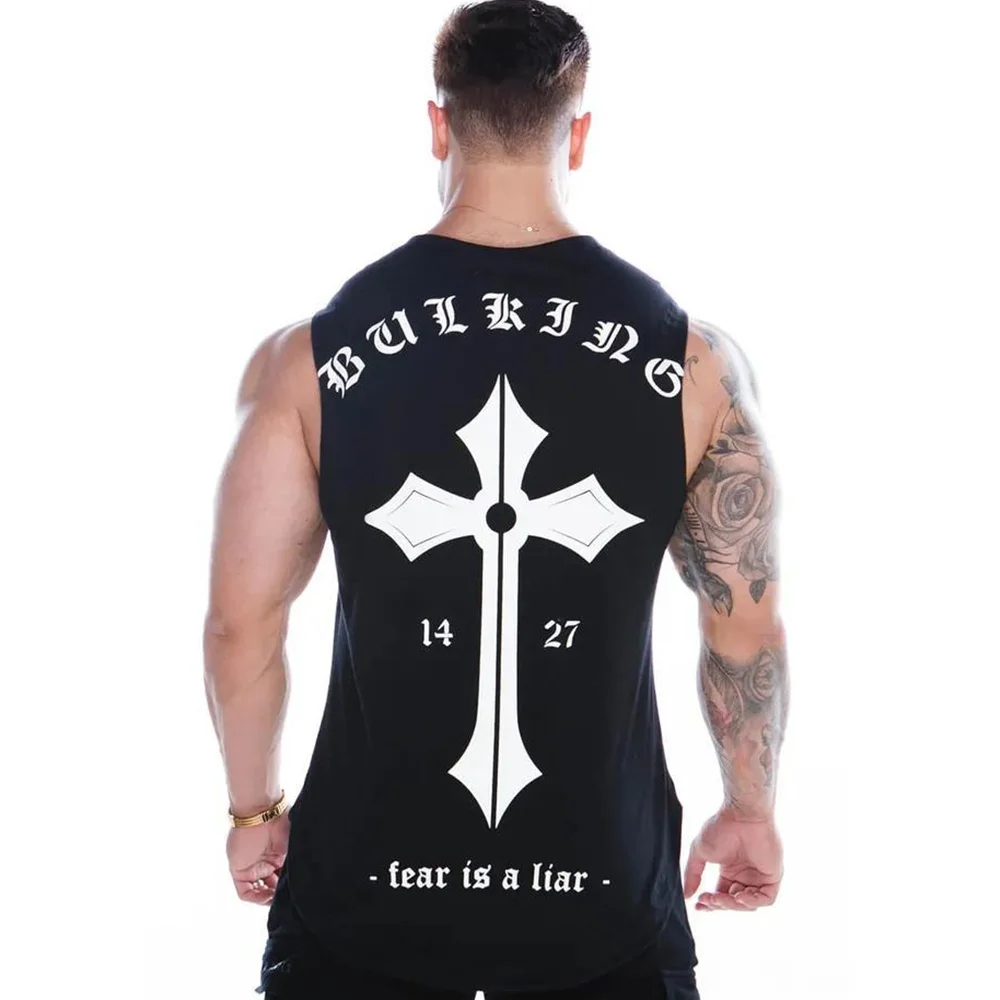 Новинка мужские майки для бодибилдинга тренировочная хлопковая рубашка без